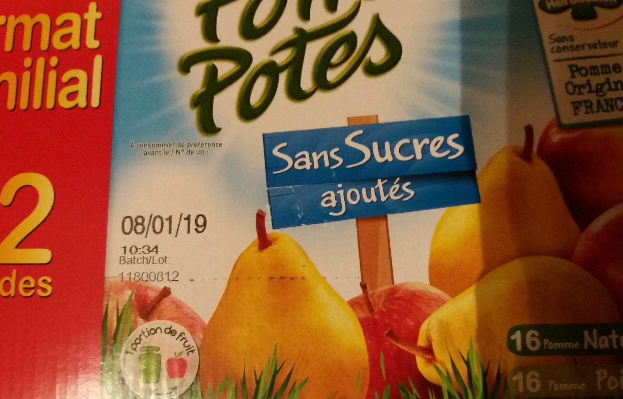 Materne Pom'Potes Dessert pomme poire sans sucres ajoutés les 32 gourdes de 90 g packshot