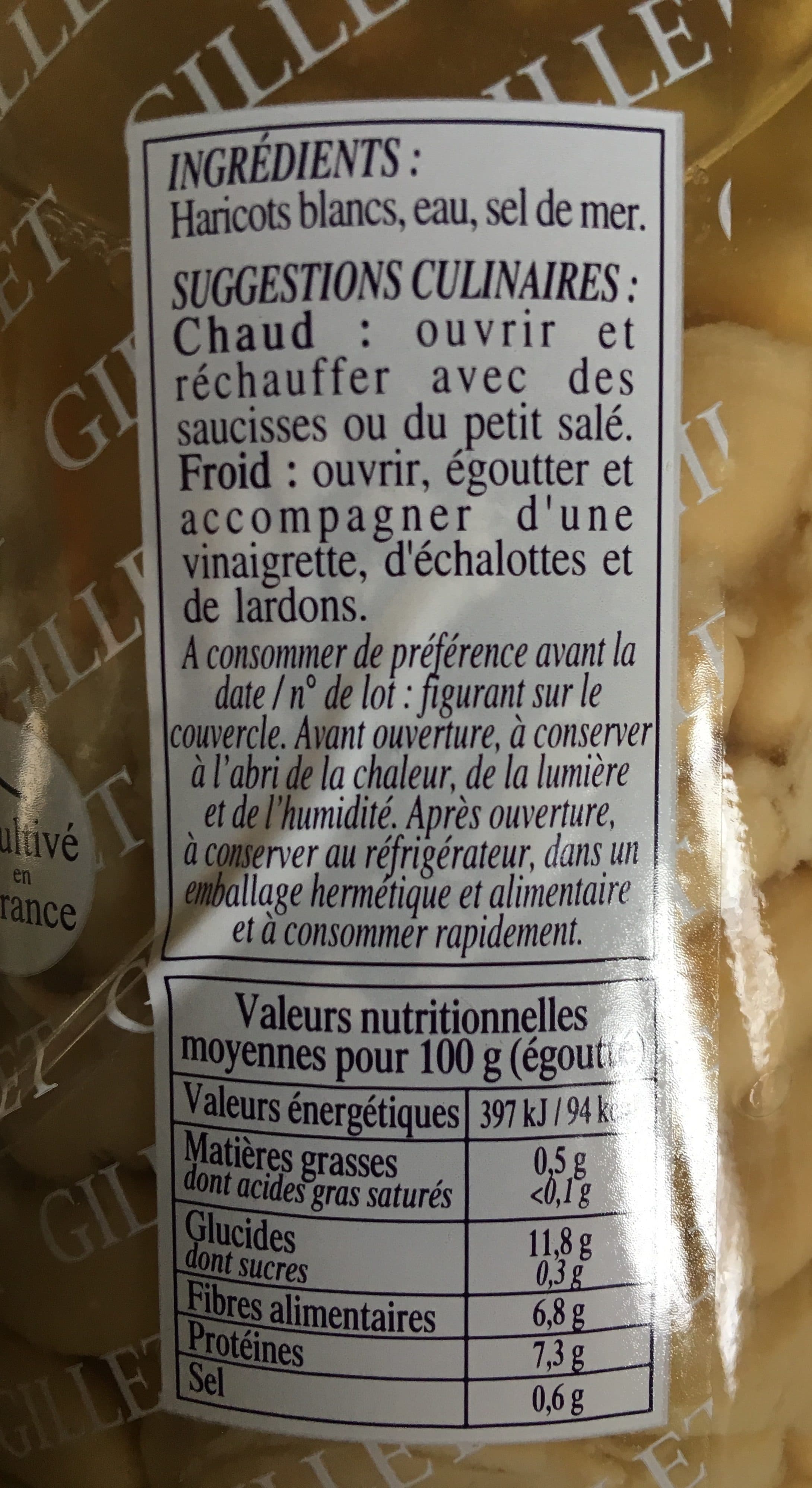 Gillet contres Haricots blancs mogettes packshot
