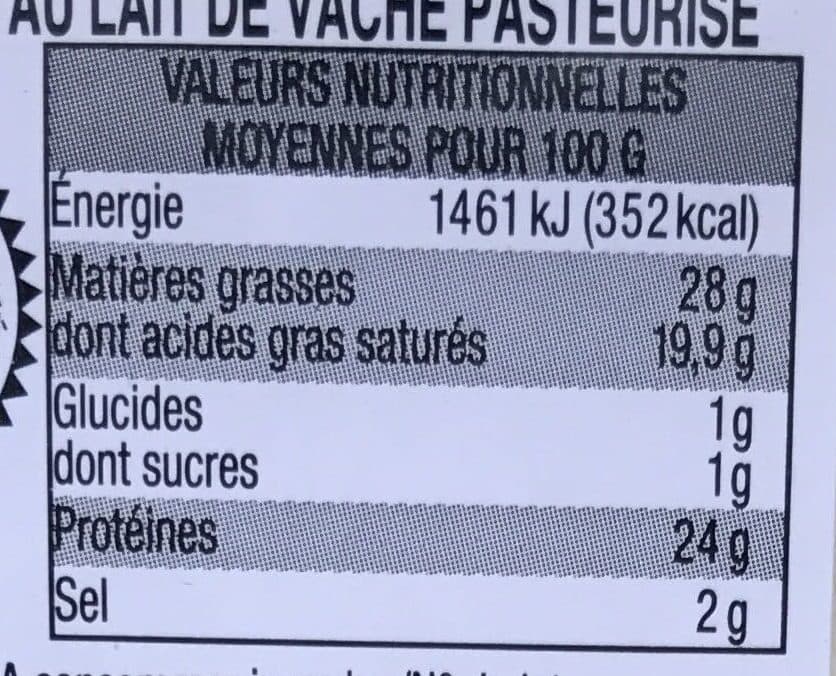 Sans marque Cantal jeune au lait de vache pasteurisé packshot