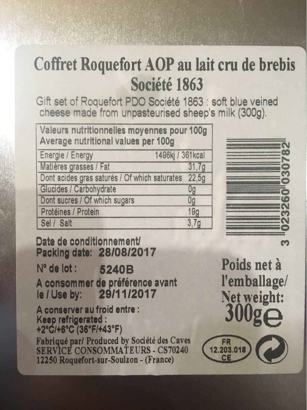 Societe Coffret roquefort packshot