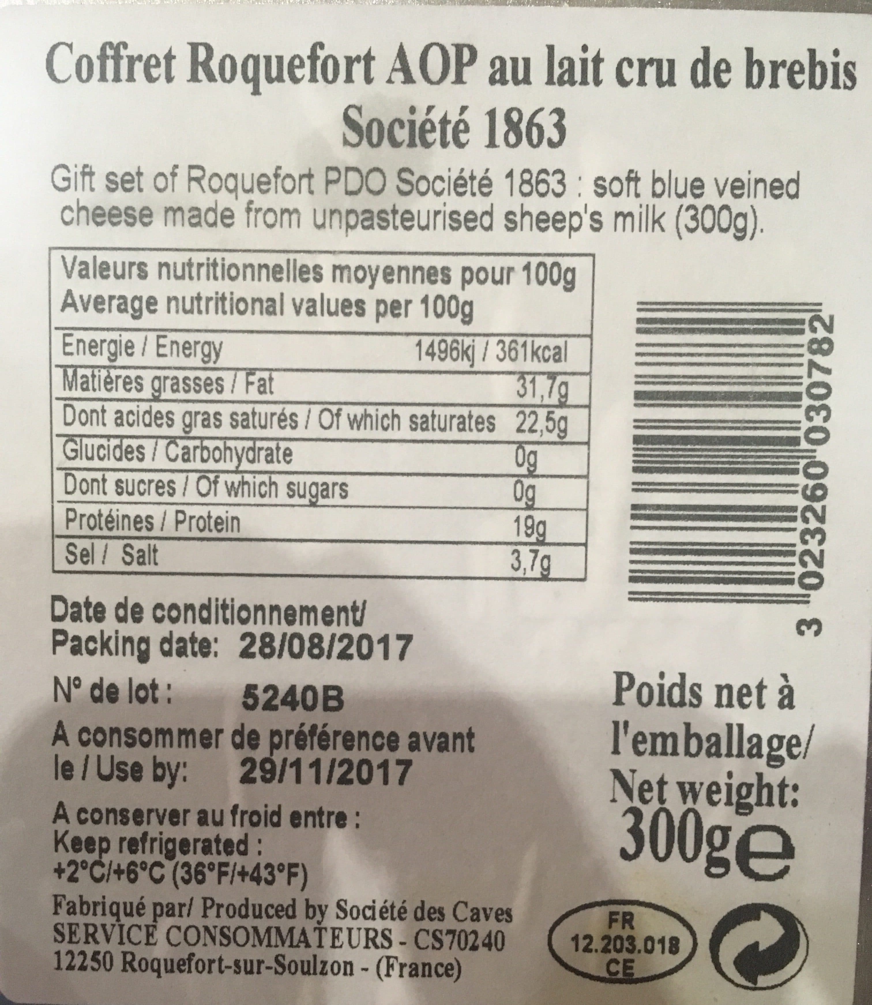 Societe Coffret roquefort packshot