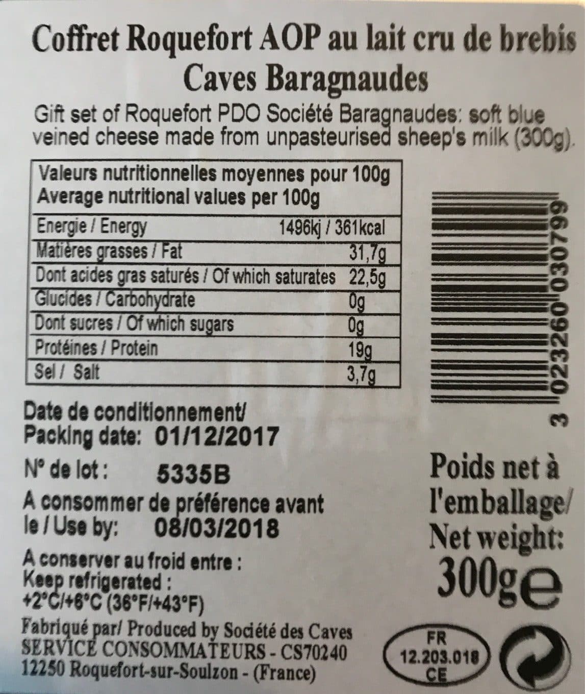 Roquefort société Roquefort société baragnaudes packshot