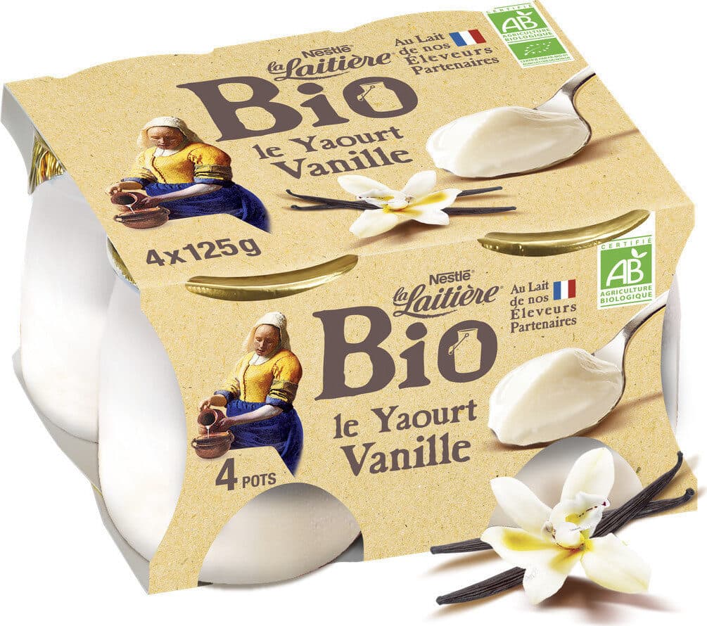 Nestlé La Laitière yaourt bio à la vanille packshot