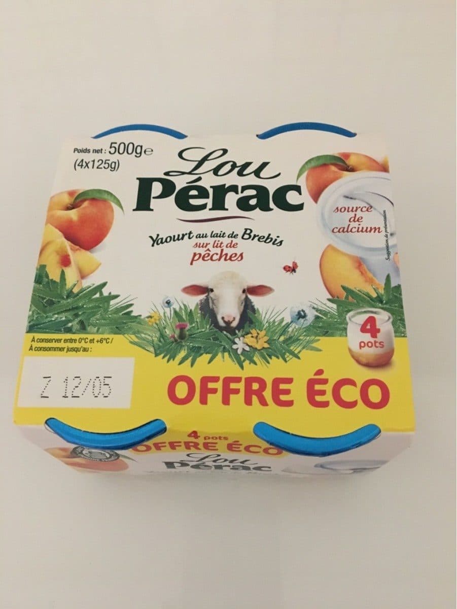 Lactalis Yaourt au lait de brebis sur lit de peches packshot