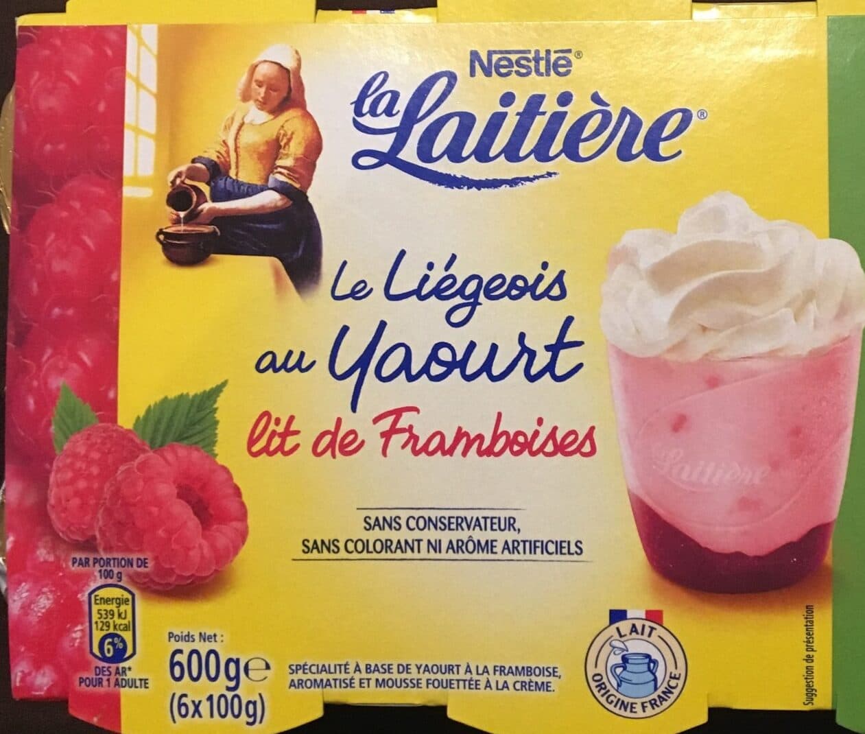 Nestlé Le Liegeois au yaourt lit de framboises packshot