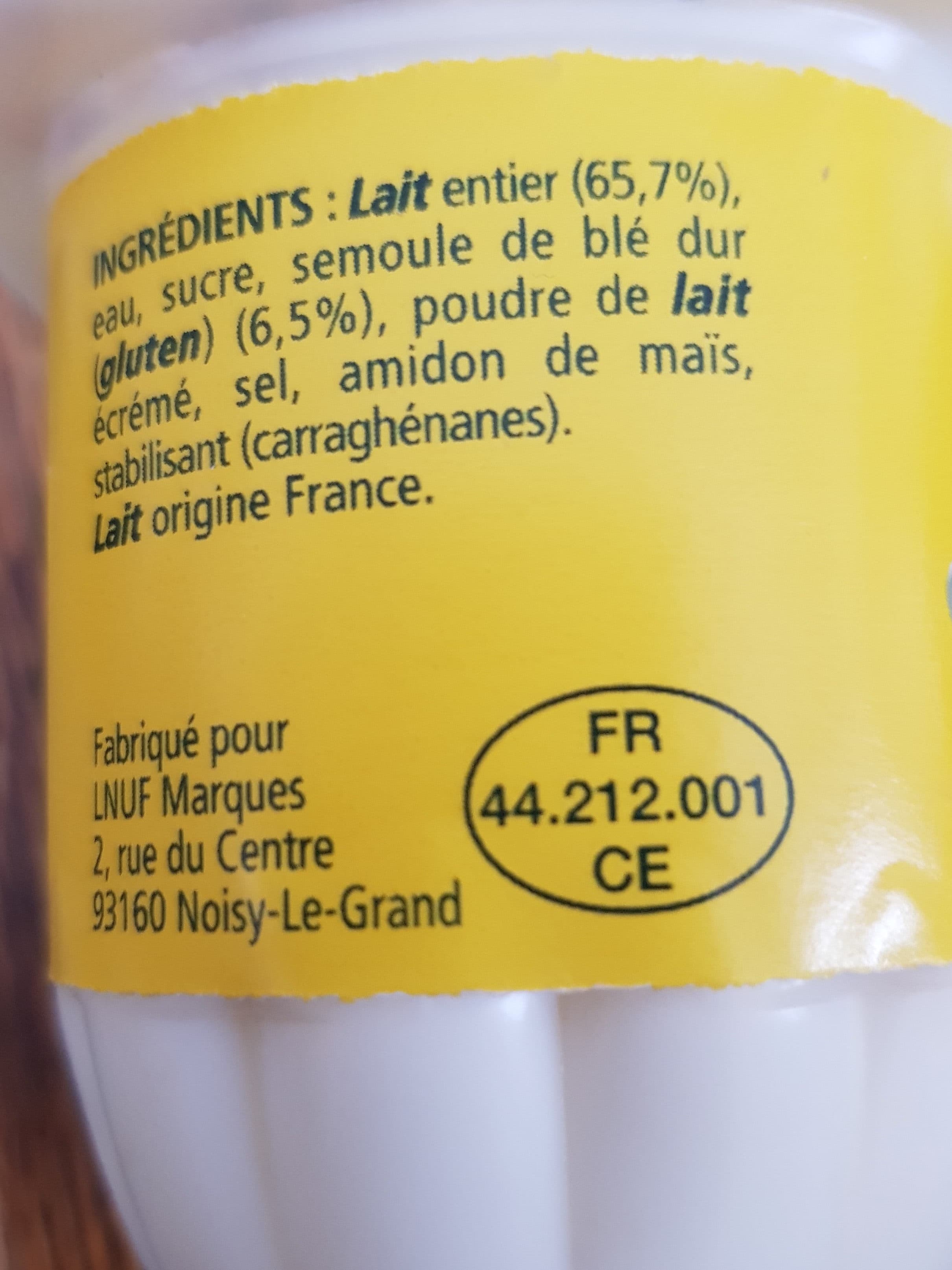 Open Food Facts Semoule au Lait Nature packshot