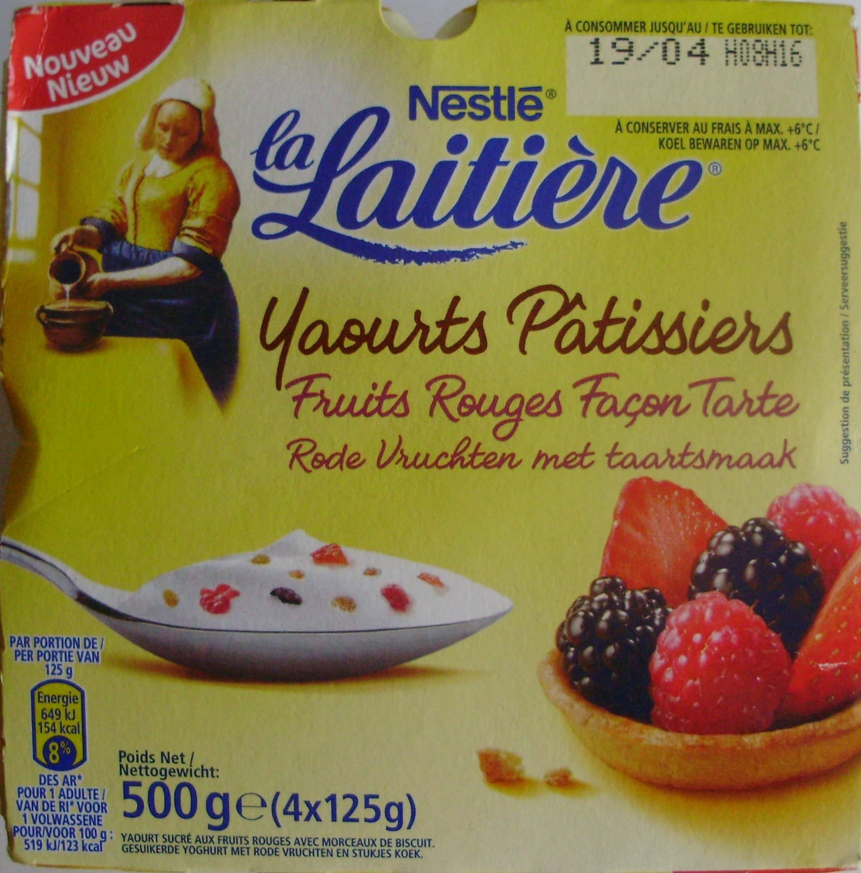 Nestlé Yaourts Pâtissiers, Fruits Rouges Façon Tarte (4 Pots) packshot