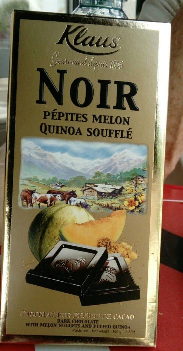 Klaus Chocolat noir aux pépites au melon et au quinoa soufflé packshot