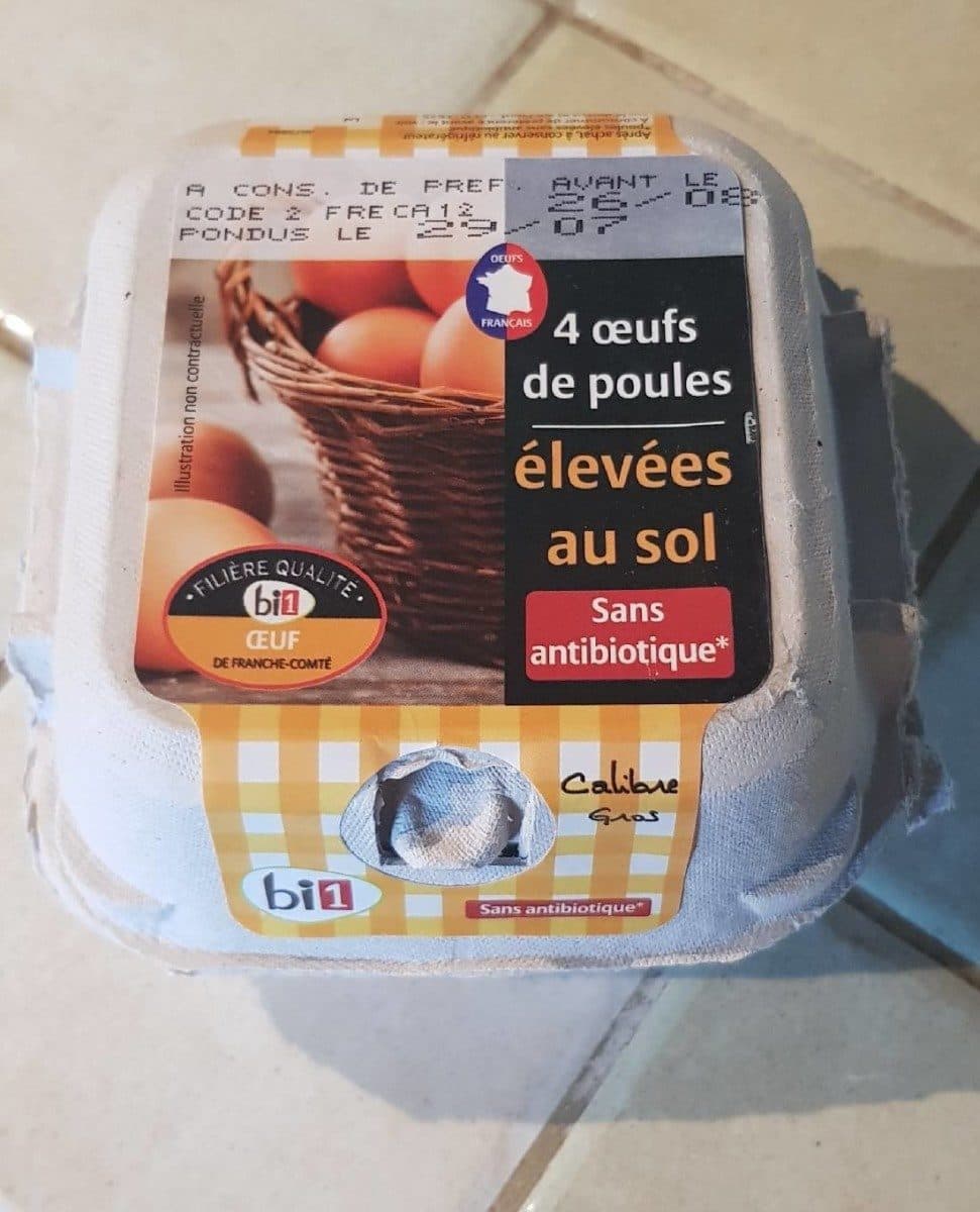 Open Food Facts 4 oeufs de poules élevées au sol packshot