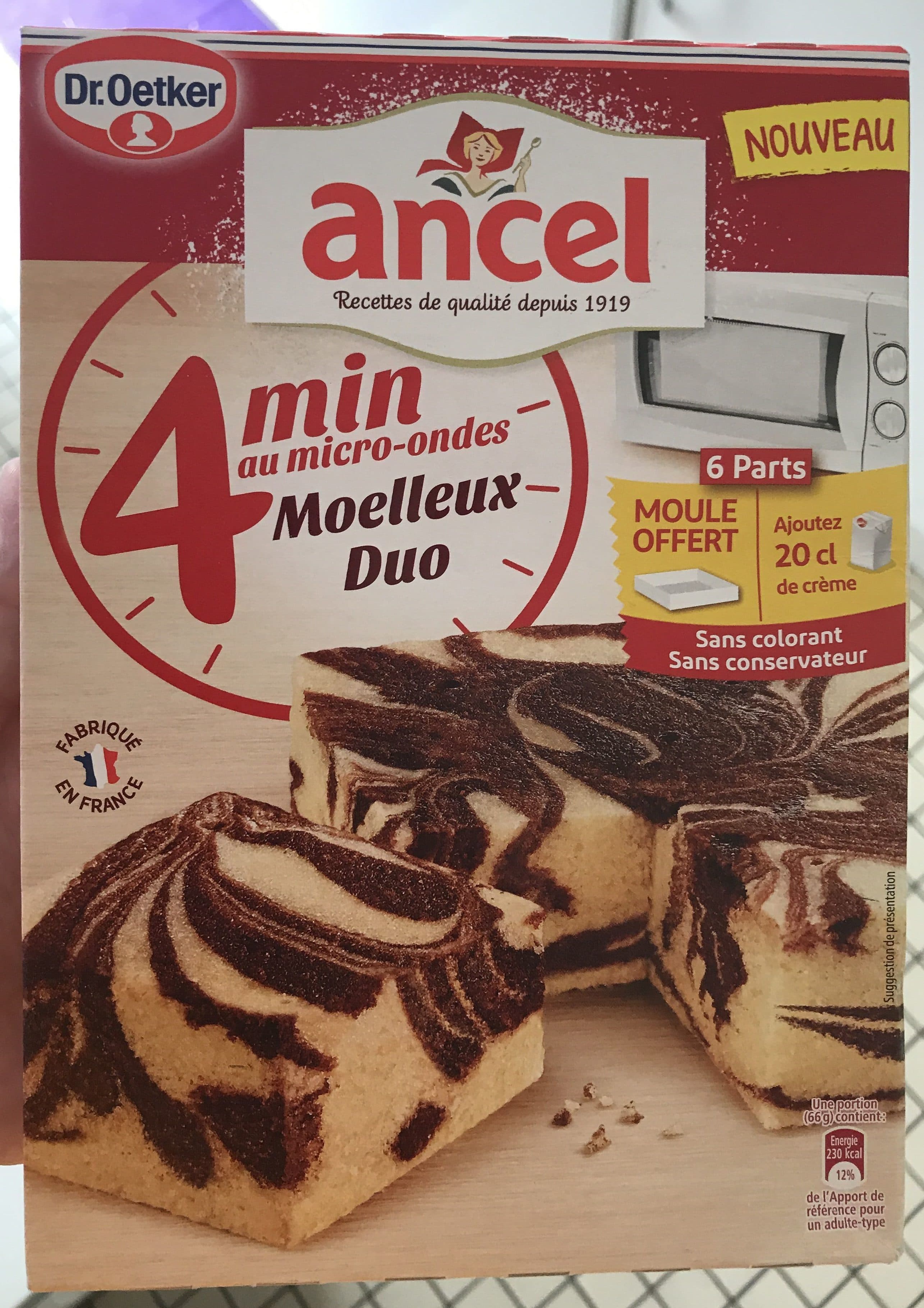 Dr. Oetker Moelleux Duo 4 Min au micro-ondes packshot