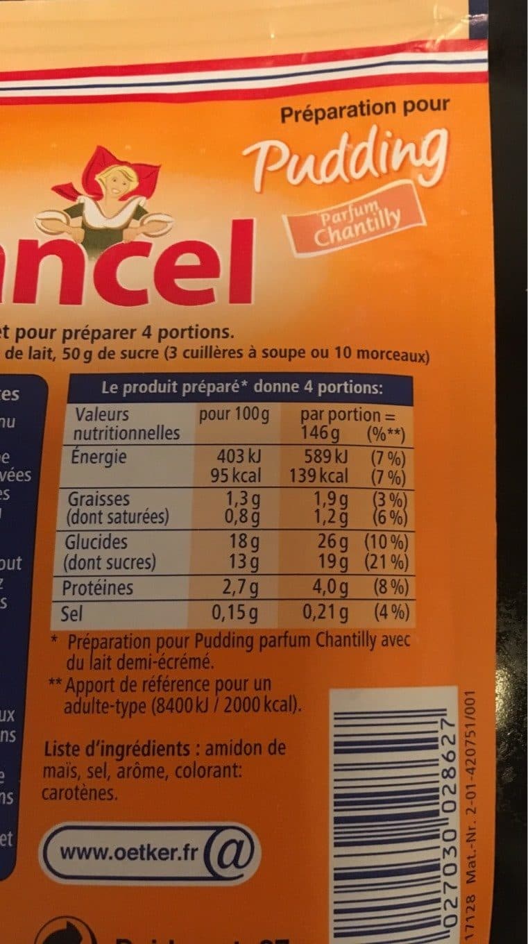 Dr. Oetker Pudding chantilly 3 sachets packshot