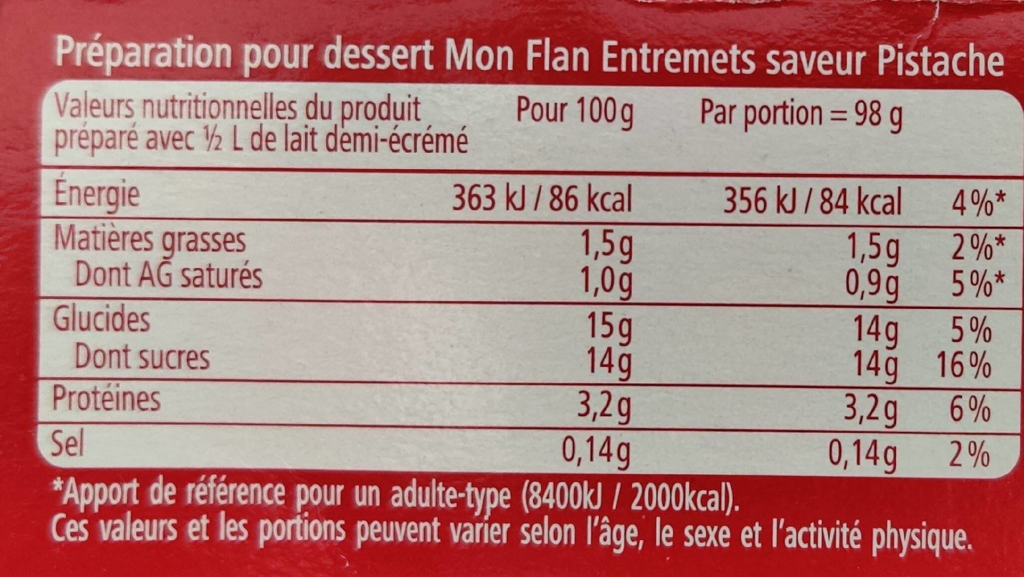 Dr. Oetker Mon flan Entremets parfum pistache packshot