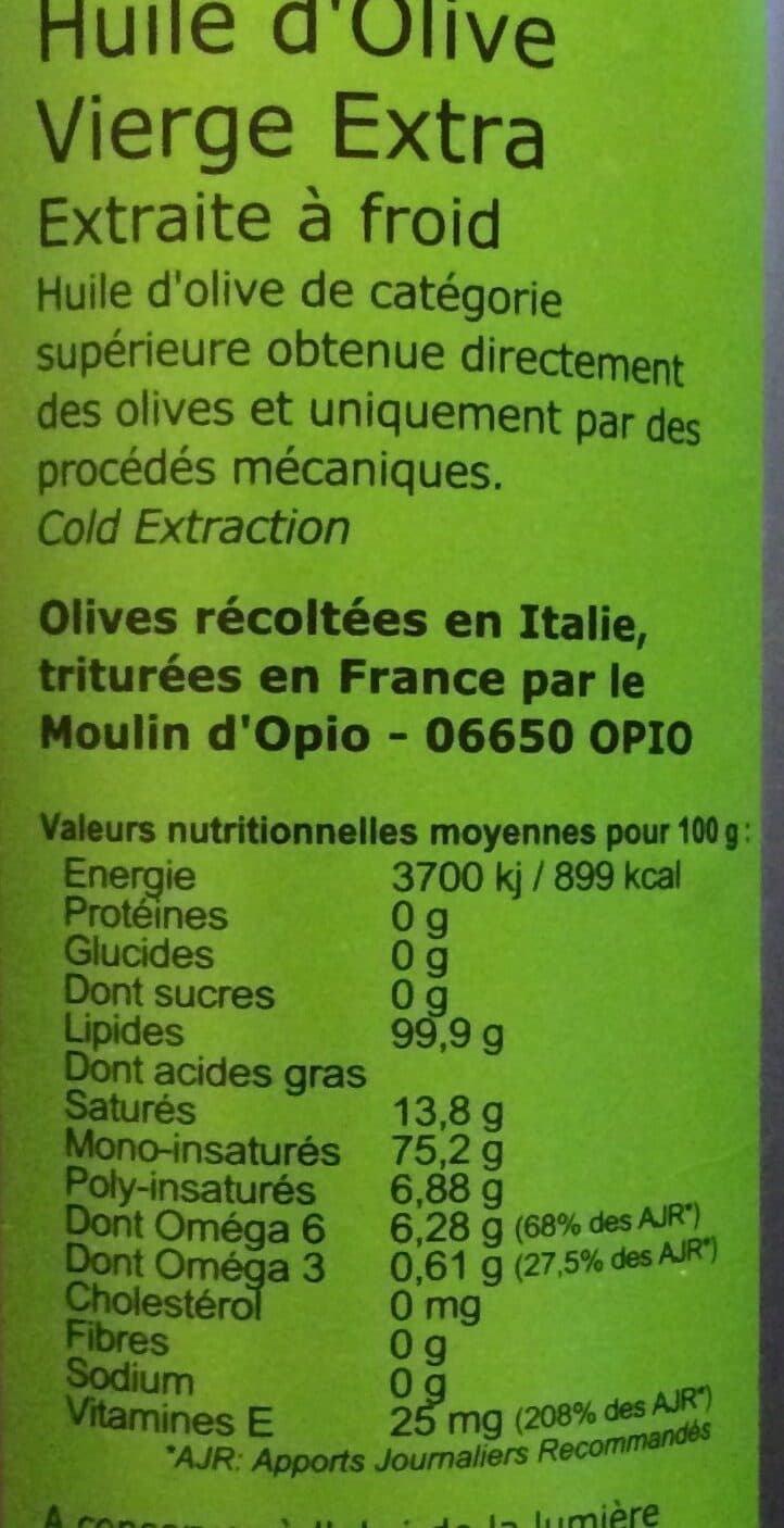 Open Food Facts Huile d'olive vierge extra packshot