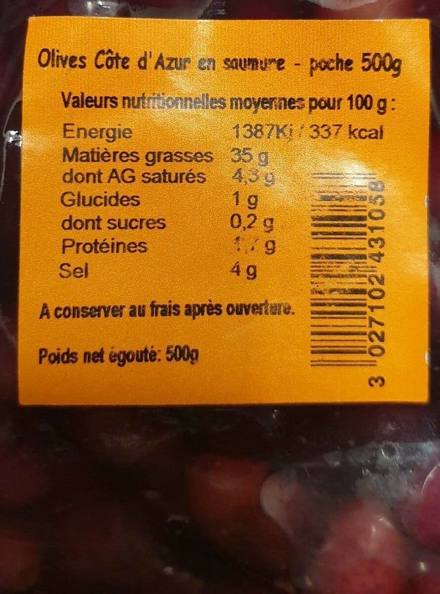 Open Food Facts Olives de la Côte d'Azur packshot