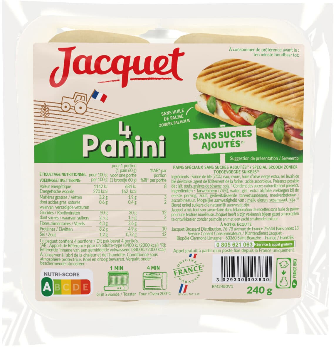 Jacquet Paninis nature x4 packshot
