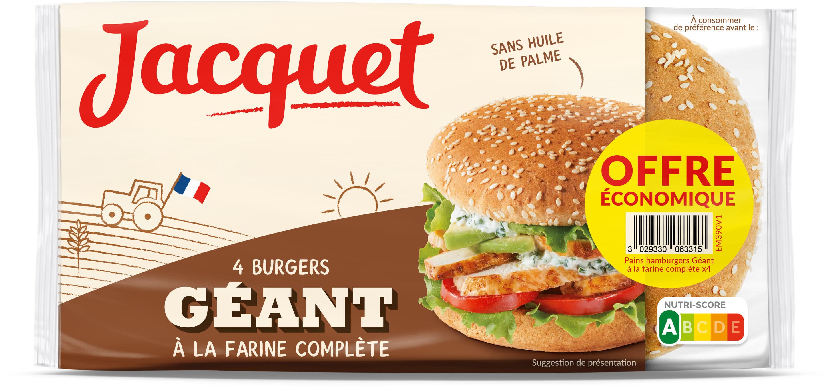 Jacquet Hamburger complet geant x4 - 330 g offre eco packshot
