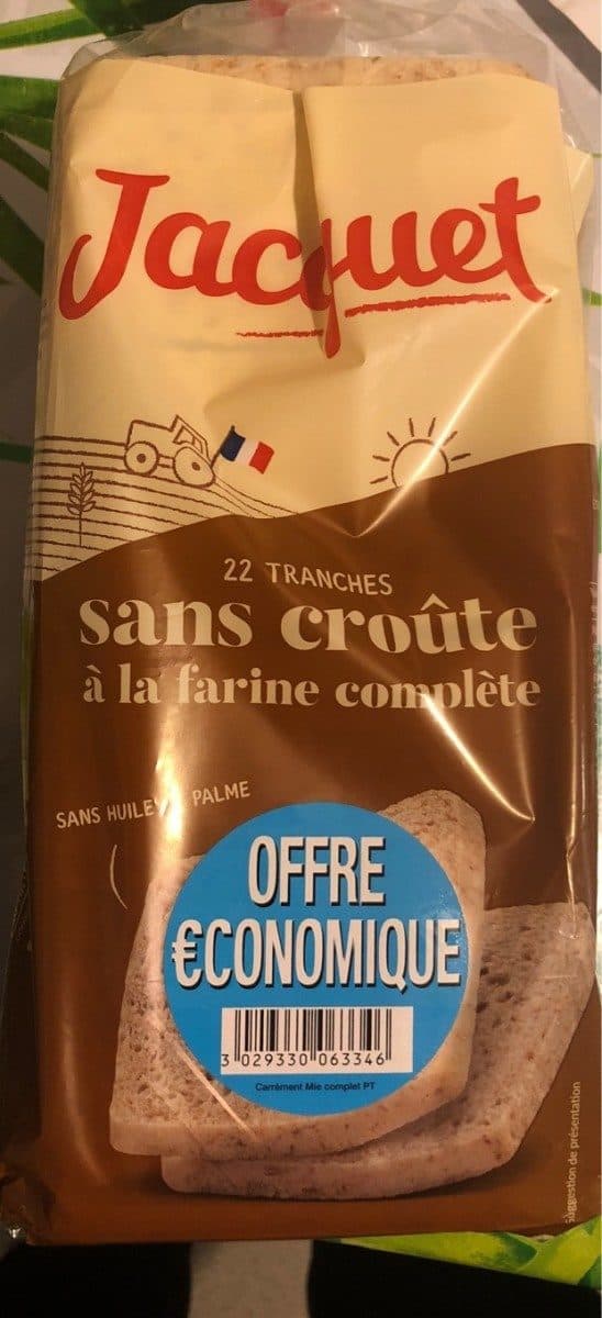 Jacquet 22 tranches sans croûte à la farine complète packshot