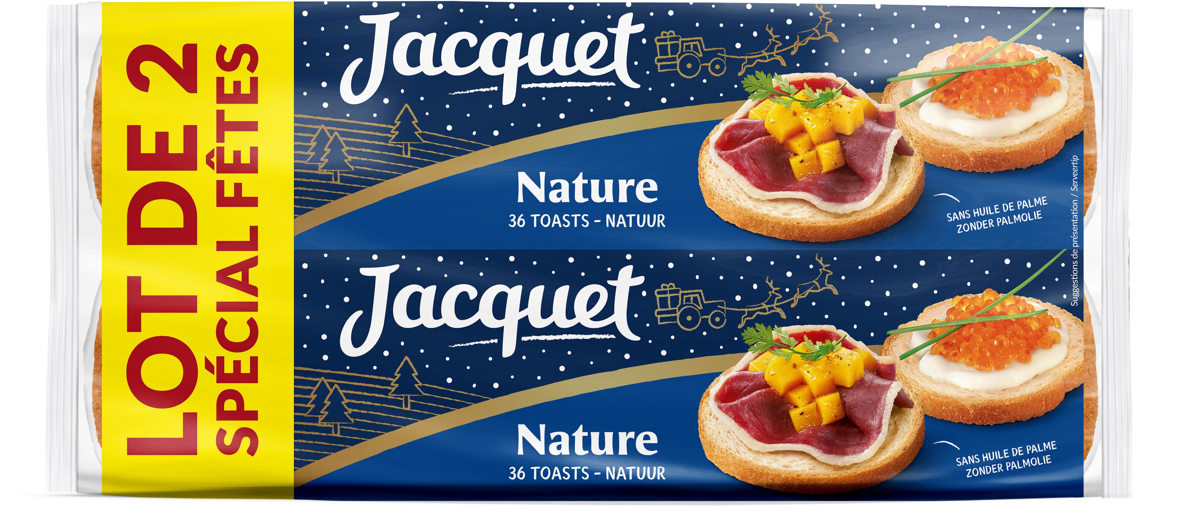 Jacquet Toasts ronds nature spécial fêtes 2 x 250 g packshot