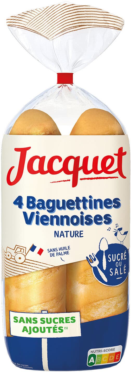 Jacquet Baguettine viennoise nature sans sucre ajoute packshot