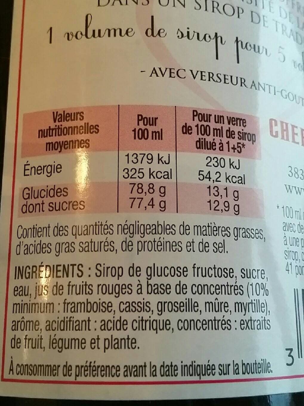 Cherry rocher Sirop De Grenadine packshot