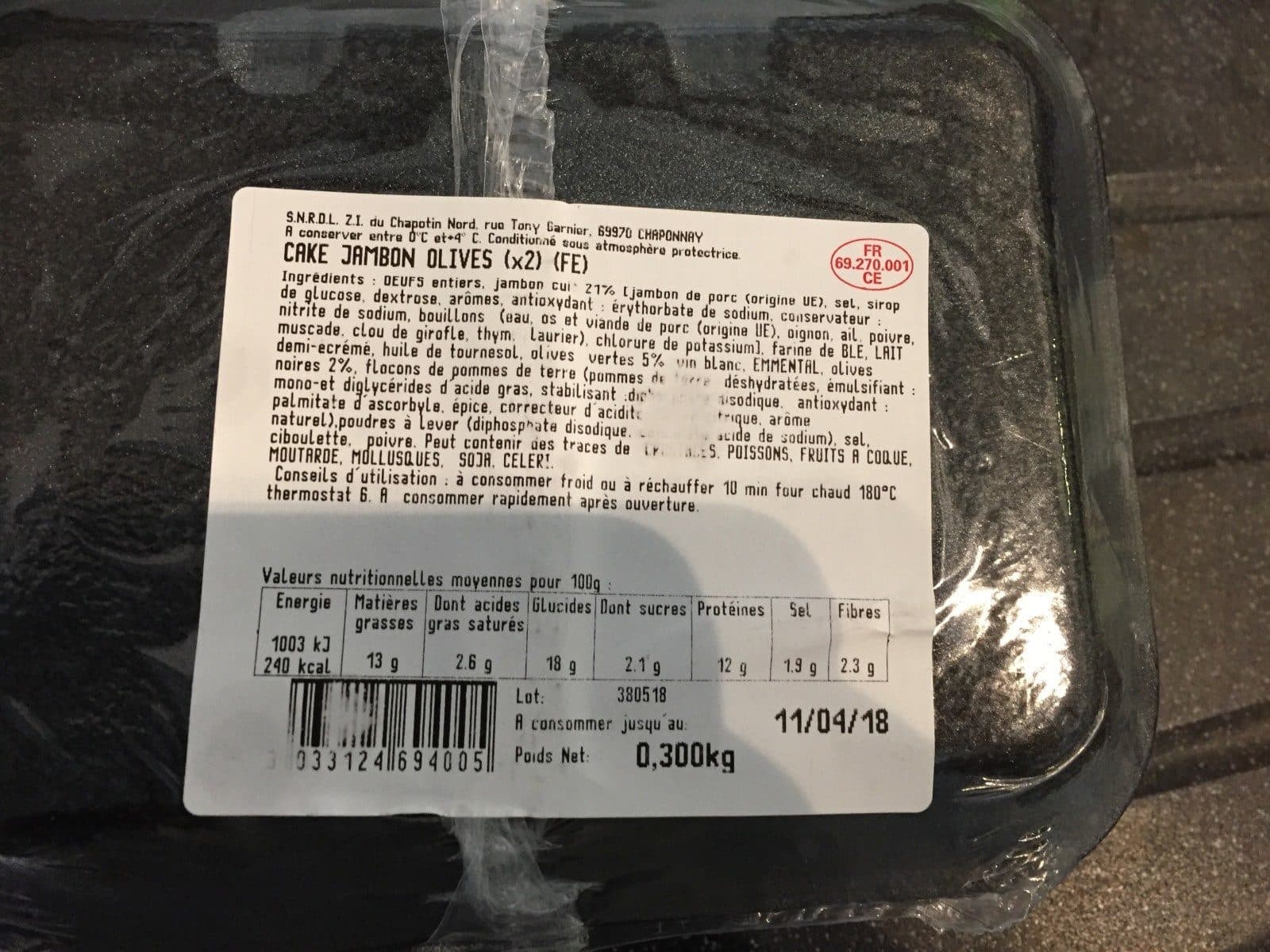 MICHEL BOLARD Cake Jambon Olives packshot
