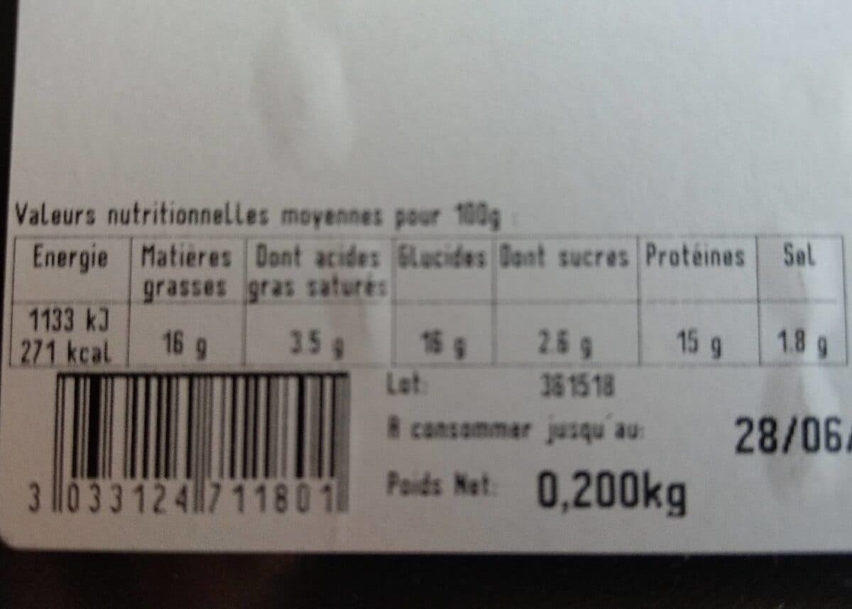 Open Food Facts Tranches de cake poulet chorizo poivron packshot