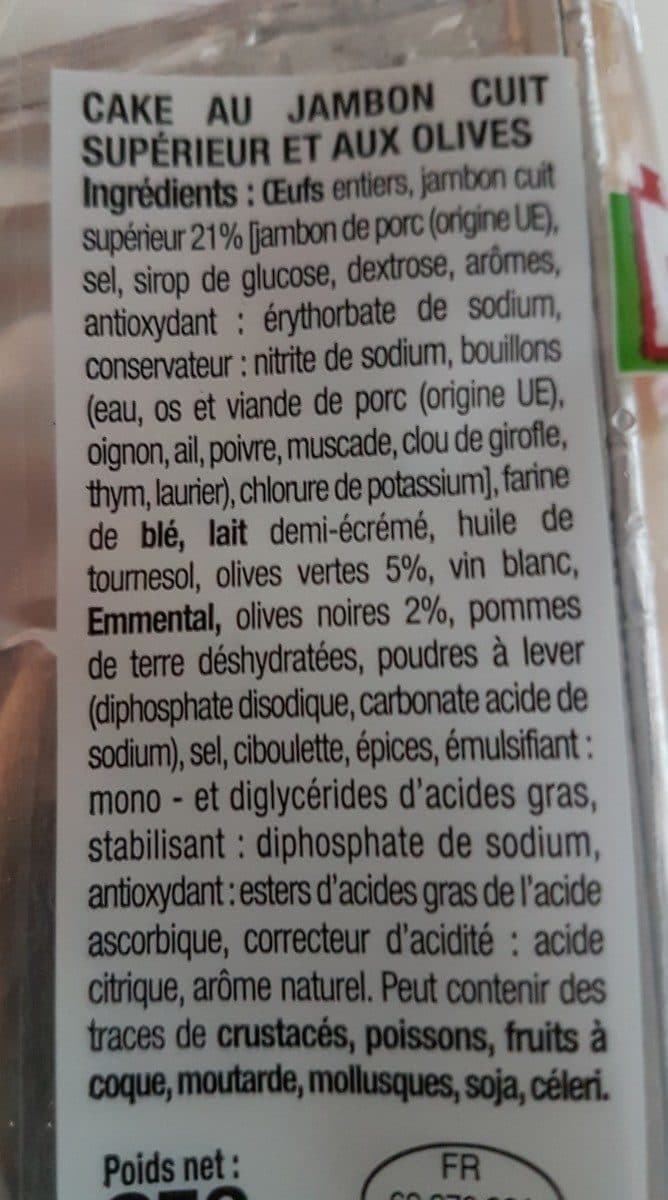 Open Food Facts Cake Jambon Olives packshot