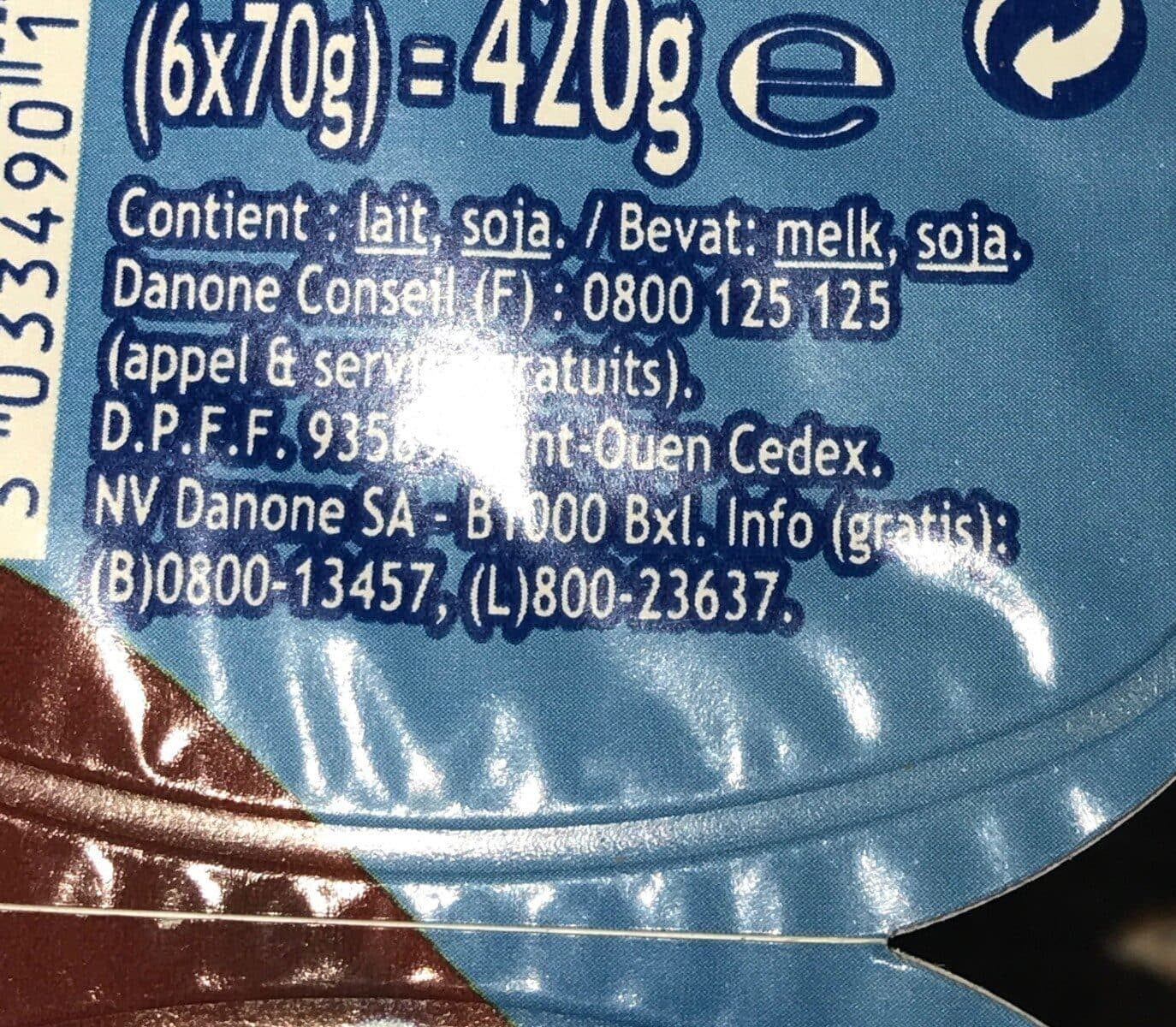 Danette P'tite danette chocolat et lait 70 g x 6 packshot
