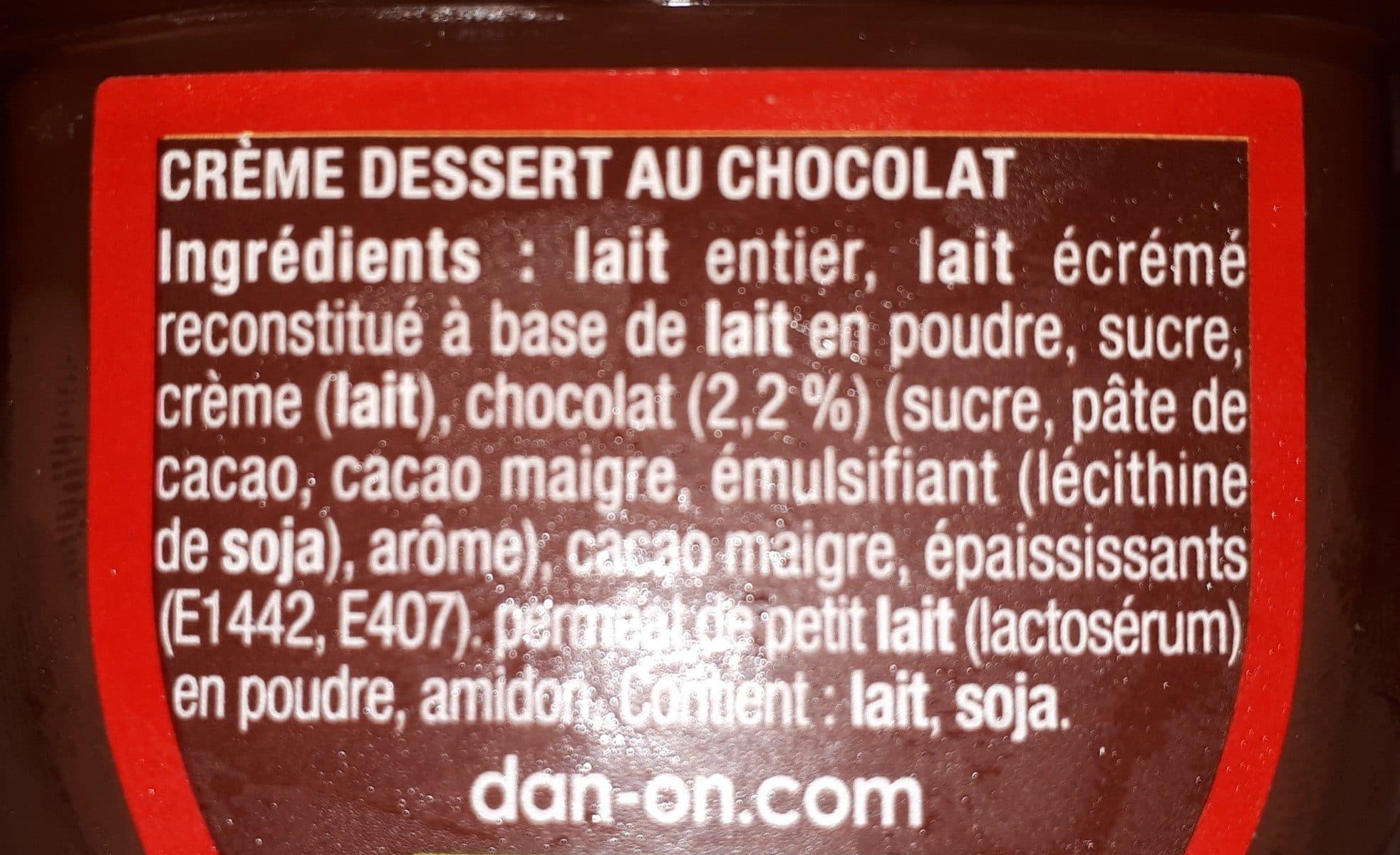 Danette Crème Dessert Danette Danone, Chocolat Prix Choc packshot