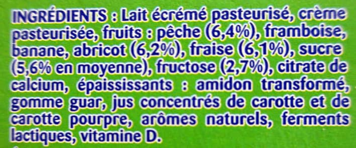 Danone Gervais (Fraise, Framboise, Abricot, Pêche, Banane) - (2 % MG) 12 Pots packshot