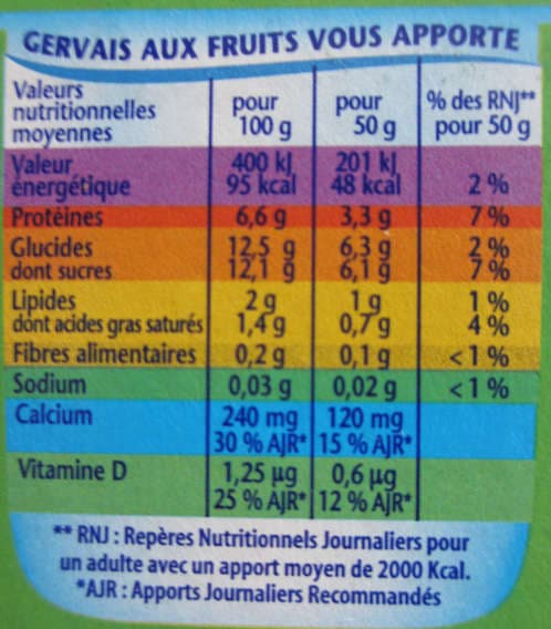 Danone Gervais (Fraise, Framboise, Abricot, Pêche, Banane) - (2 % MG) 12 Pots packshot