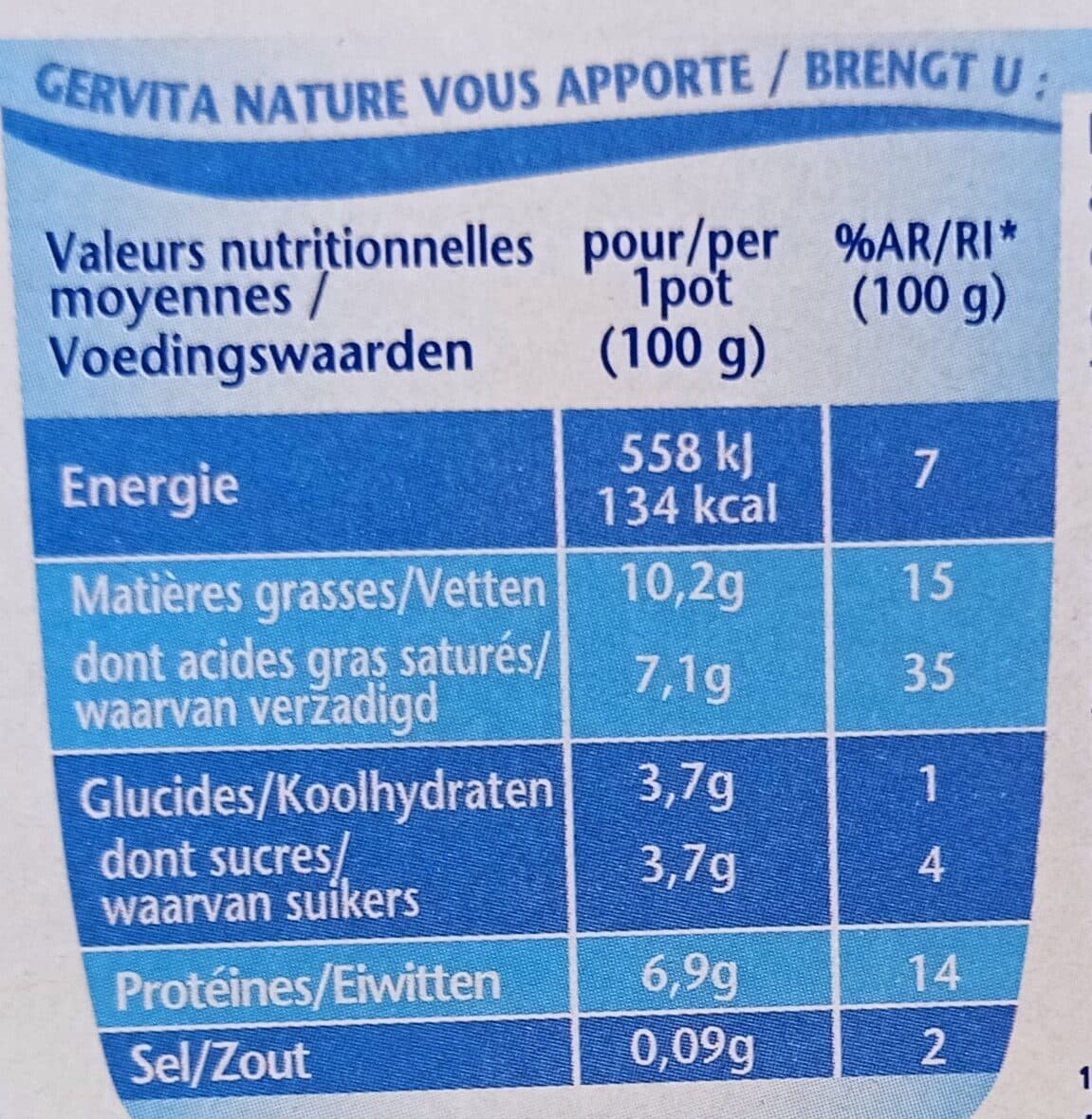 Danone Gervita nature 100 g x 8 packshot
