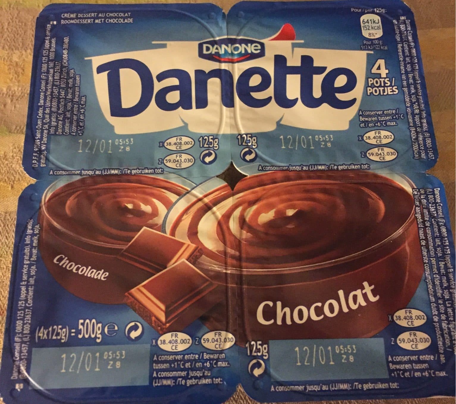 Danone Danone Danette Schokolade (4x125g) 500g packshot