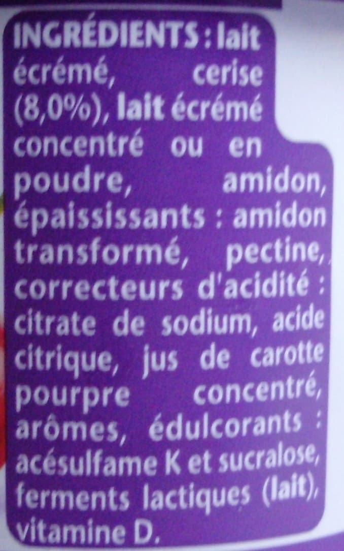 Danone Taillefine aux Fruits (0 % MG, 0 % Sucres Ajoutés) Cerise packshot