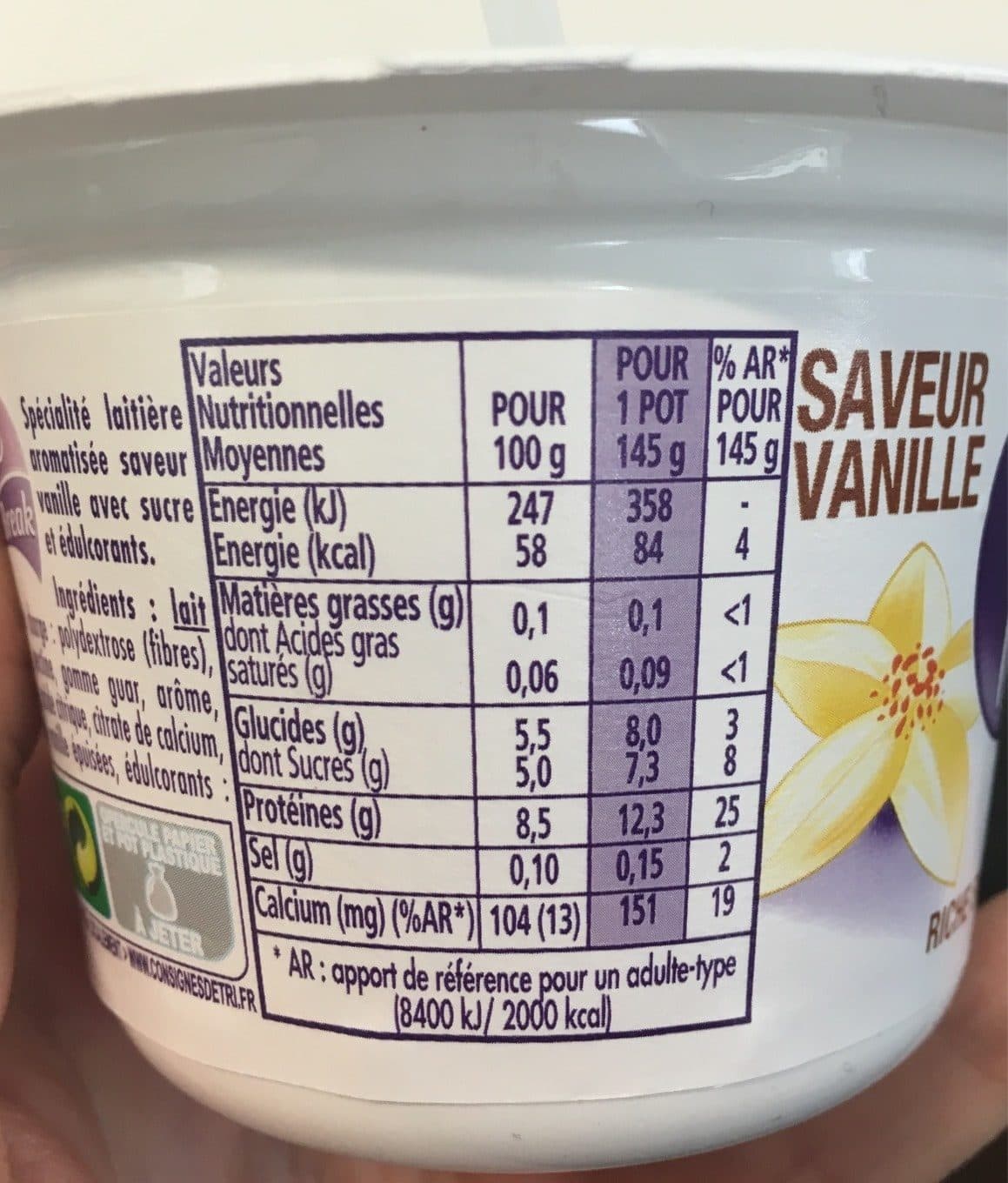 Danone Taillefine Plus Saveur Vanille (0 % MG) packshot