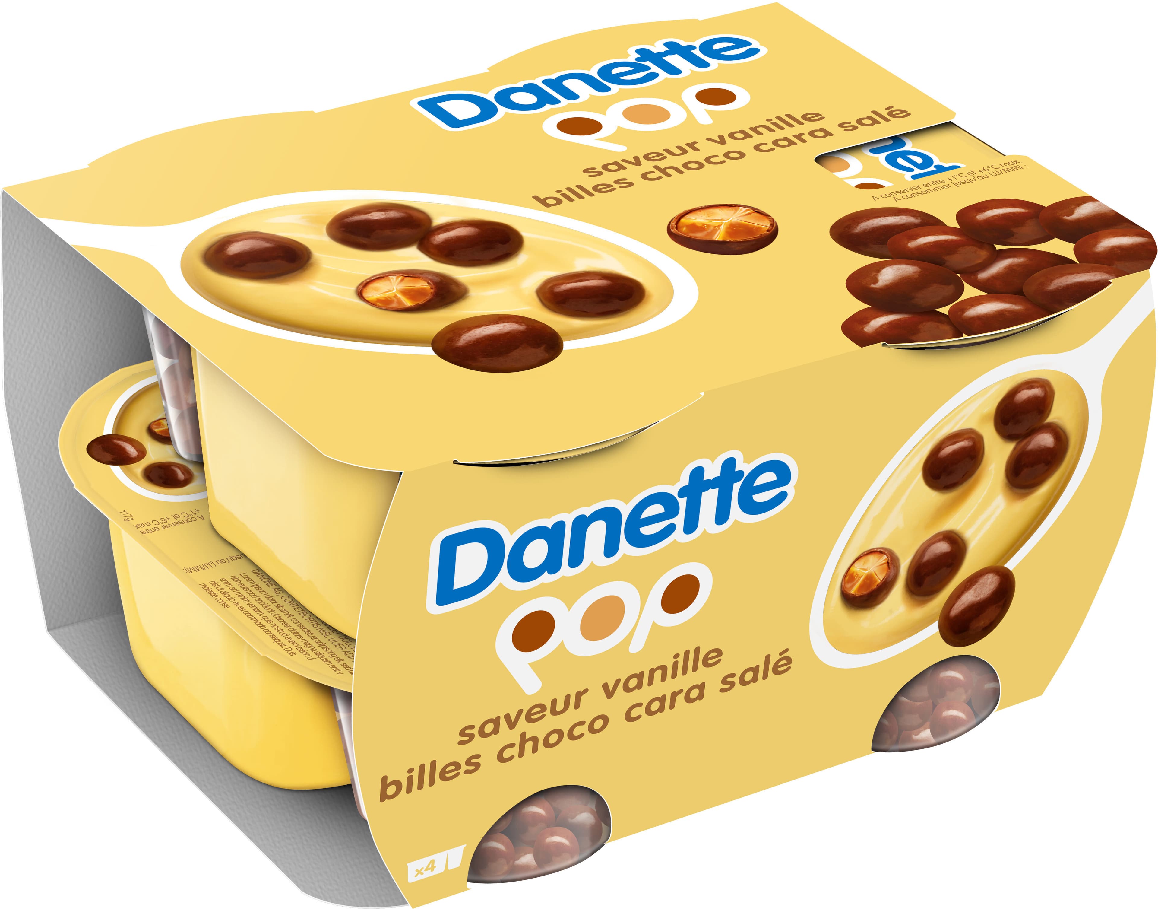 Danette Danette pop vanille bille caramel 120 g x 4 packshot