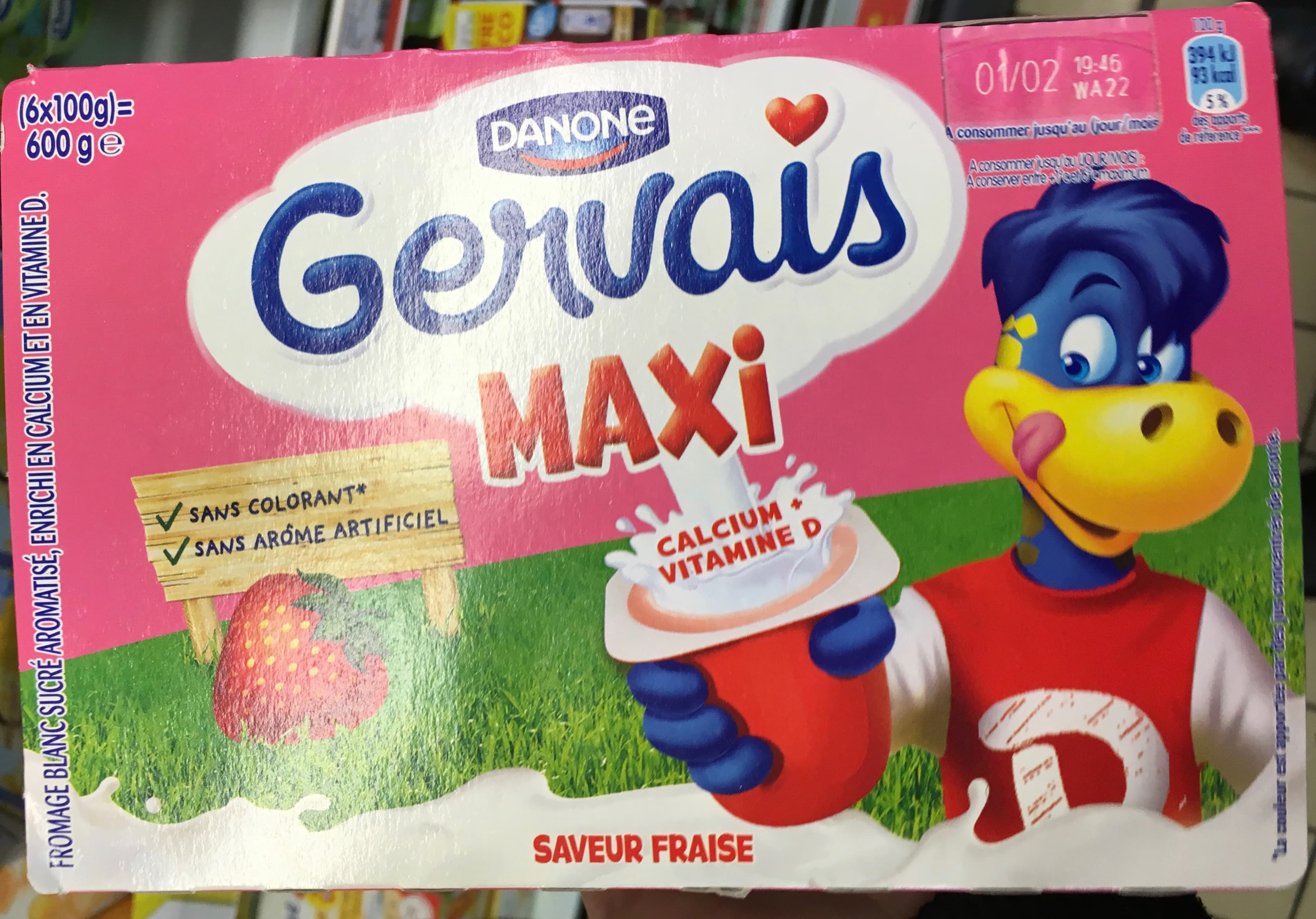 Danone Gervais Maxi saveur Fraise packshot
