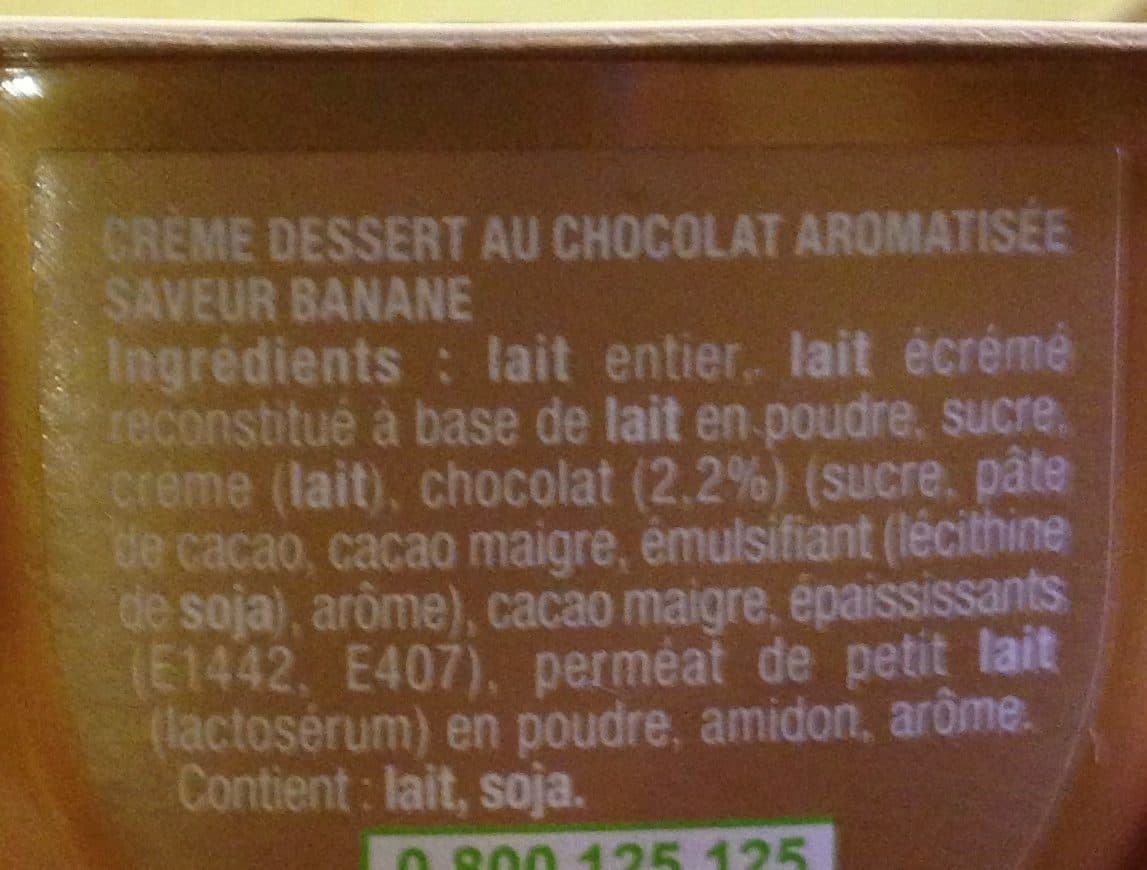 Danette Creme dessert au chocolat aromatisés saveur banane packshot