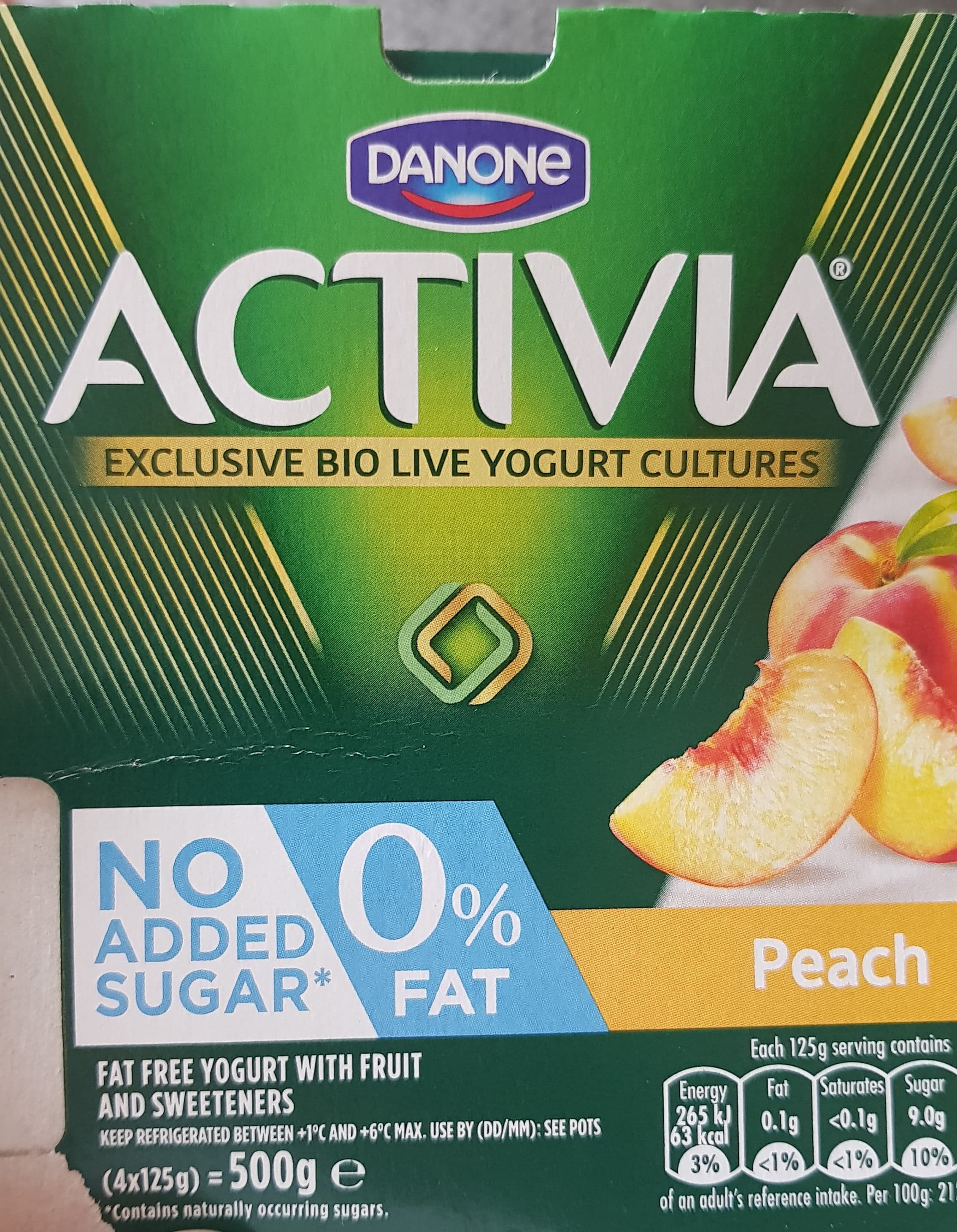 Activia Activia 0% Fat Peach Yogurt packshot