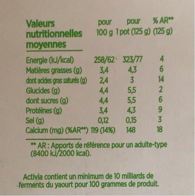 Danone Activia packshot