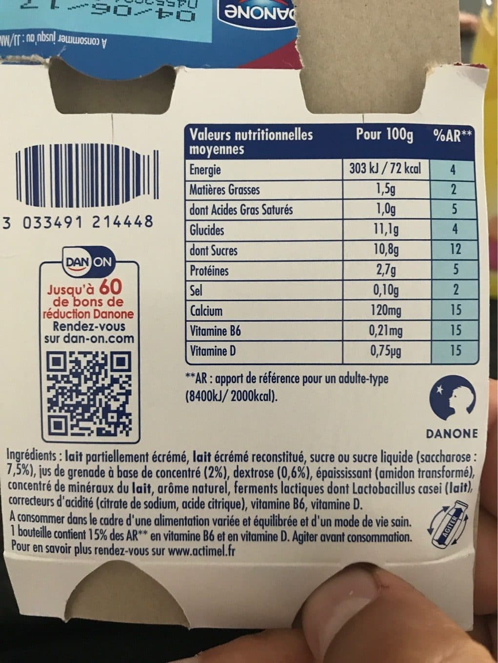 Actimel Actimel goût Grenade packshot
