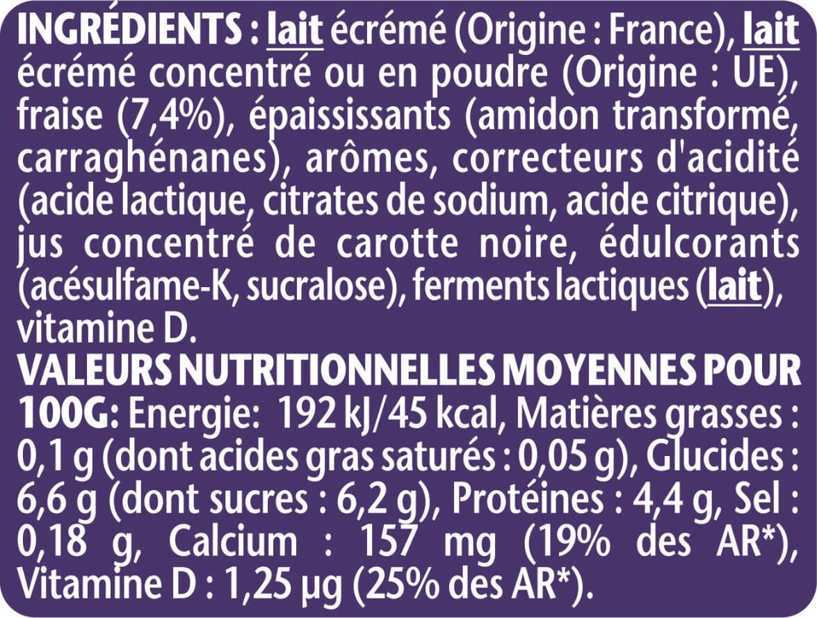 Danone Taillefine fruits 0% de mg 0% de sucres ajoutes 125gx4 fraise packshot