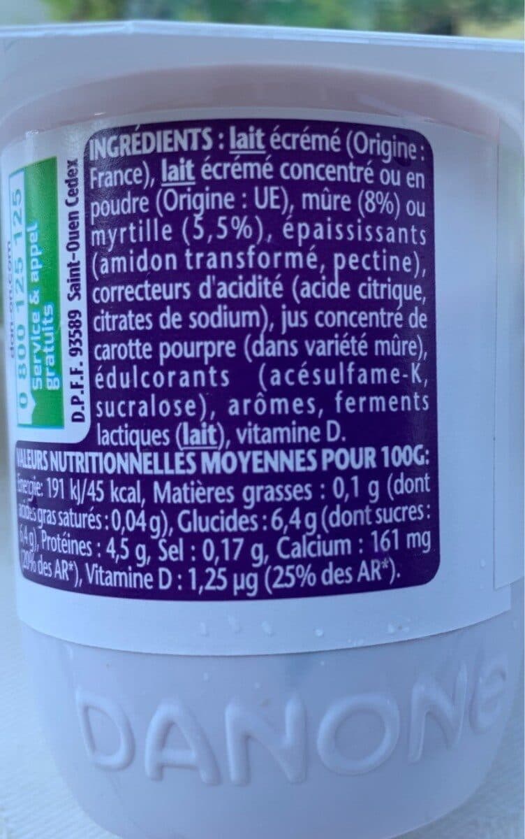 Danone Taillefine fruits 125 g x 4 mure myrtille packshot