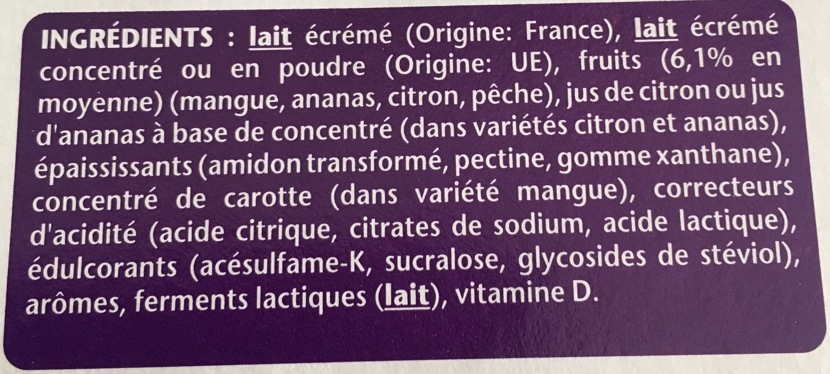Danone Taillefine fruits 125 g x 8 fruits jaunes packshot