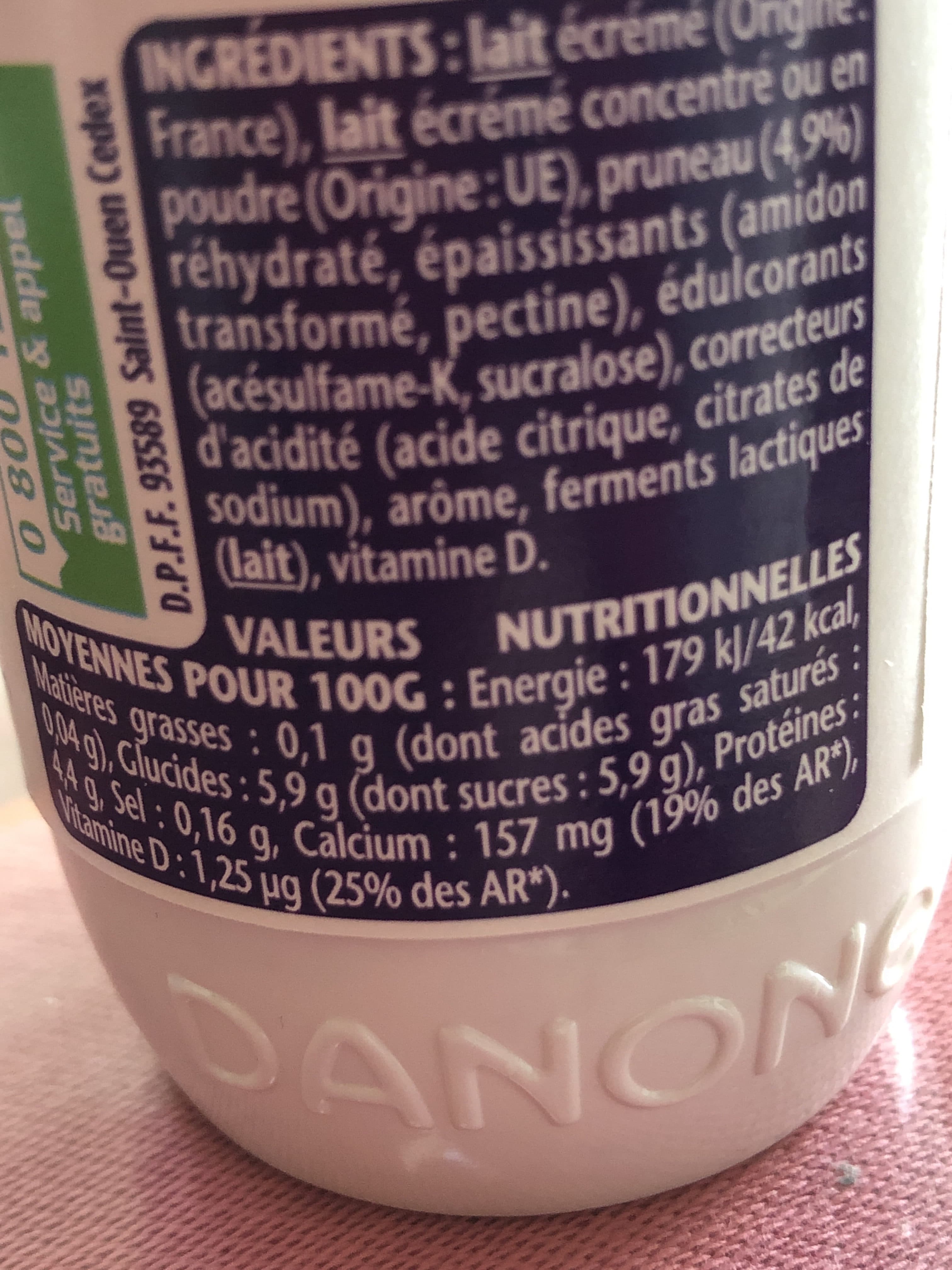Danone Taillefine fruits 125 g x 4 pruneau packshot