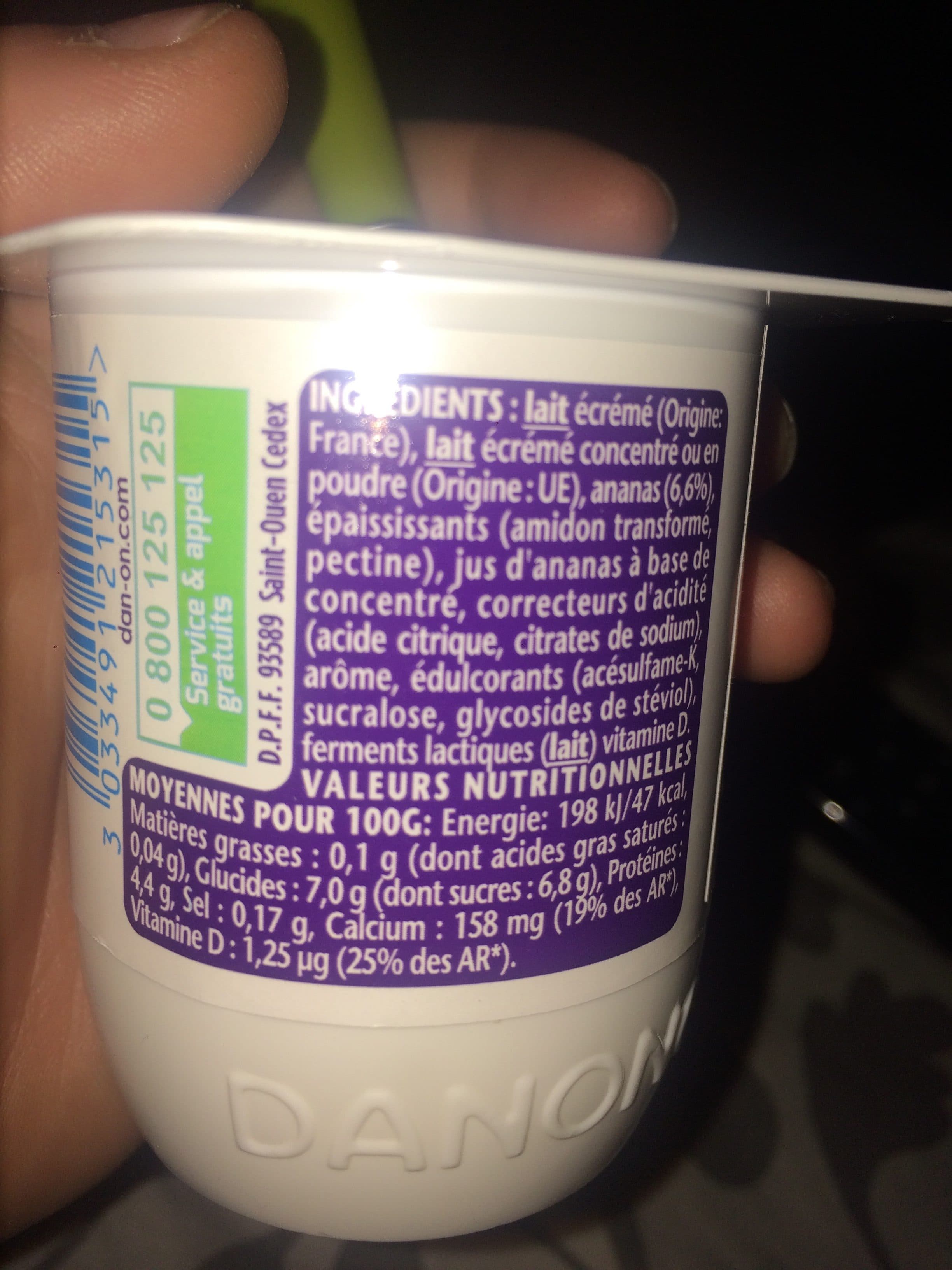 Danone Taillefine fruits 125 g x 4 ananas packshot