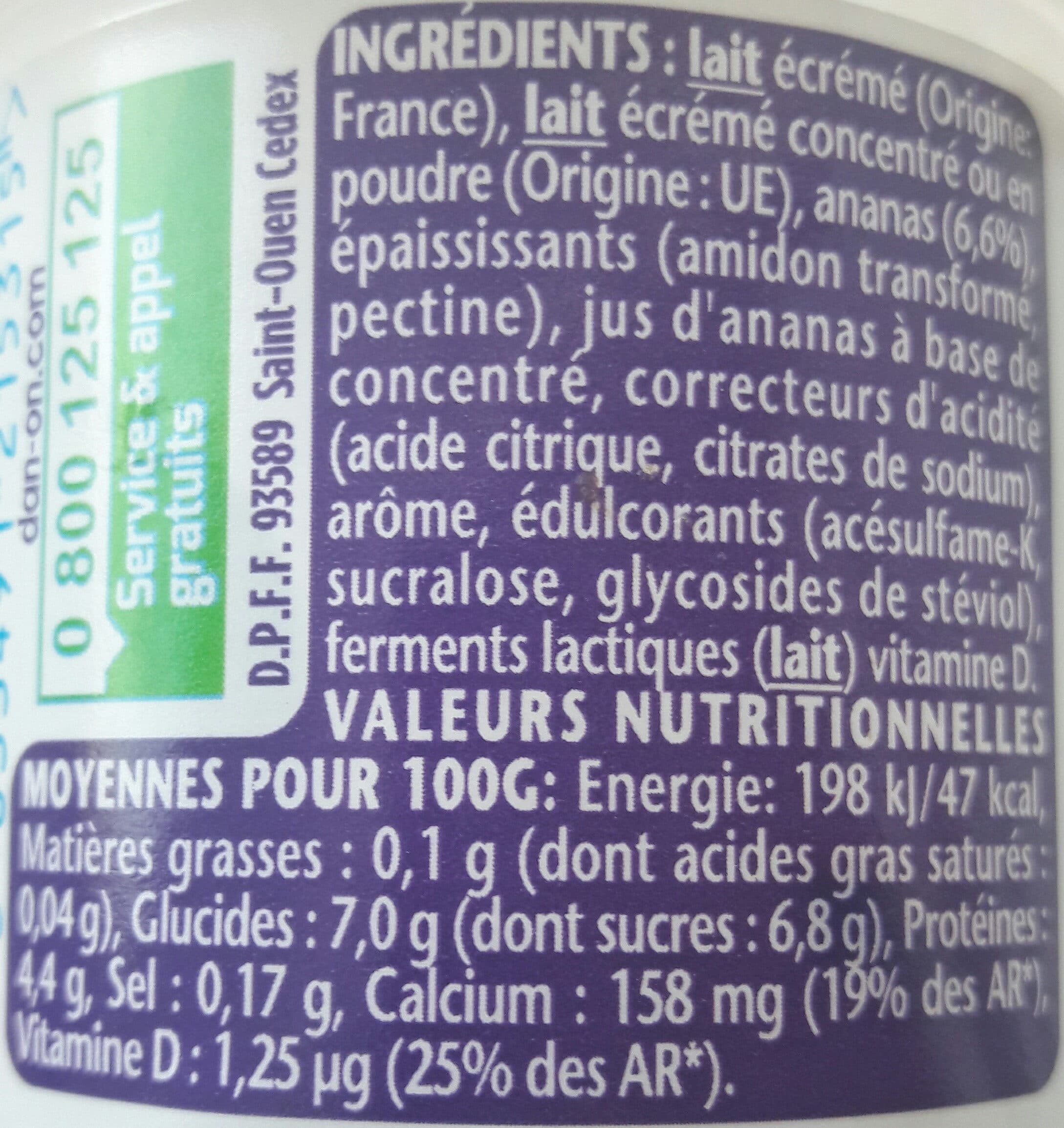 Danone Taillefine fruits 125 g x 4 ananas packshot