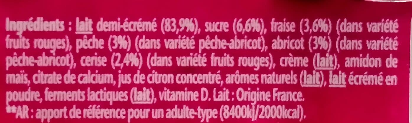 Danone Danonino paille fruits rouges peche abricot 100 g x 6 packshot
