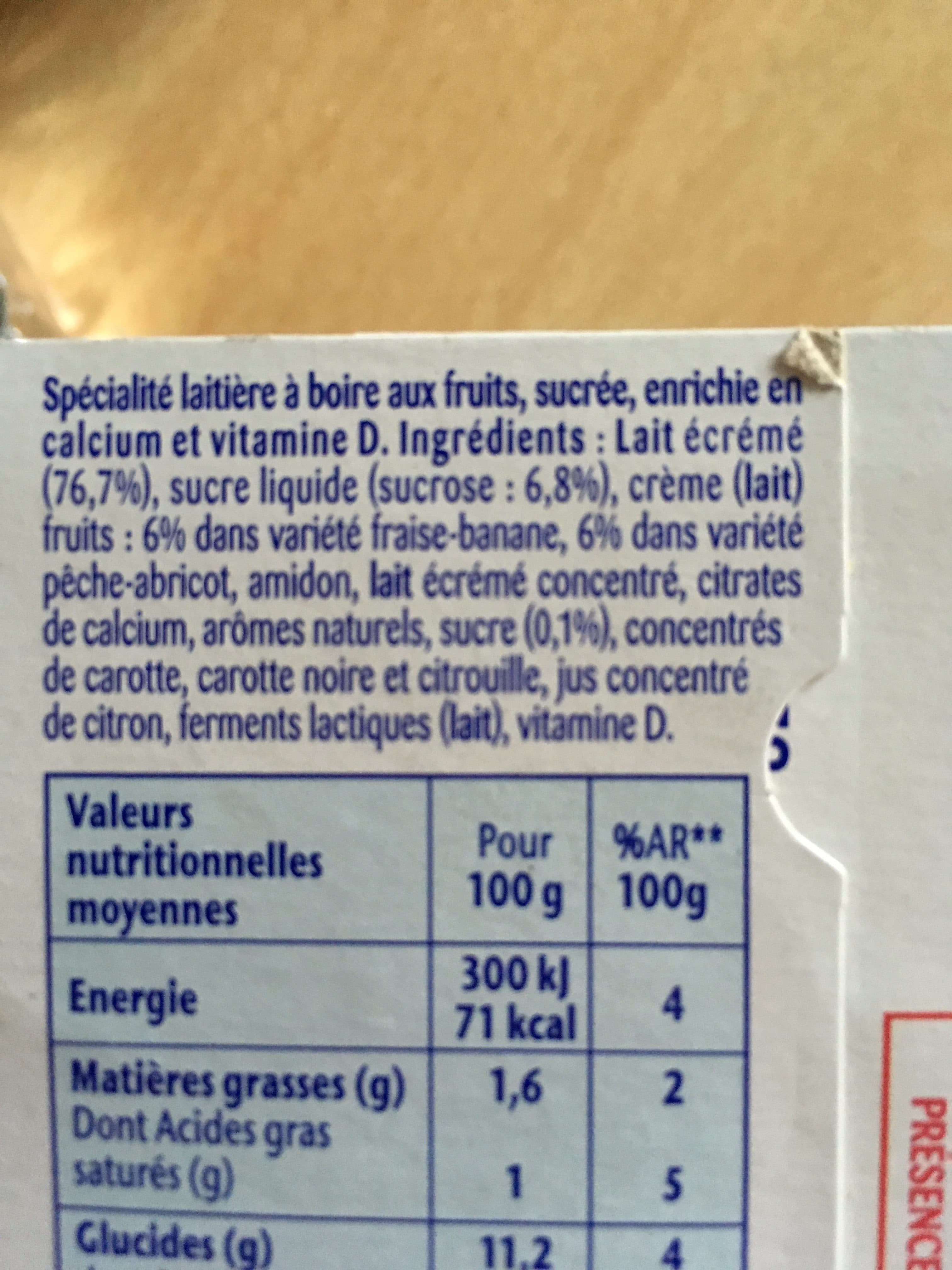 Danone Danonino aboire sav fraise banane abric peche 100gx6 packshot
