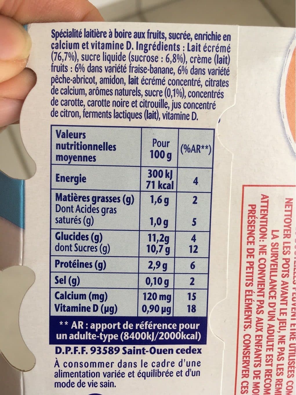 Danone Danonino aboire sav fraise banane abric peche 100gx6 packshot